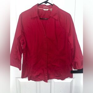 Riders Red Long Sleeve Top 2X Large(Instantly Slims You) button front